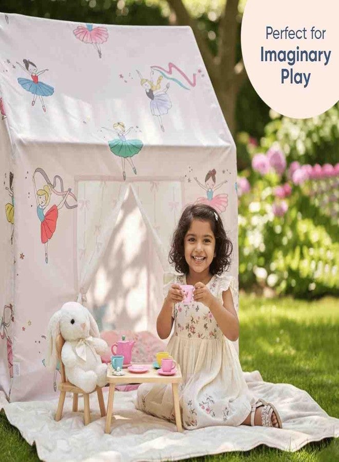 Curious Cub خيمة أطفال كيوريوس كاب | خيمة أطفال للأطفال من عمر سنتين إلى خمس سنوات | بيت لعب بنقشة أميرات للأطفال مع ستارة وسهل التركيب | مثالي للعب بعيدًا عن الشاشات، ولعب الأدوار، والقراءة | هدية للأطفال - Image 3